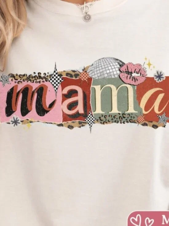 Retro Mama Shirt - Trendy Ransom Letter Y2K Mom Tee - Picture 2 of 3